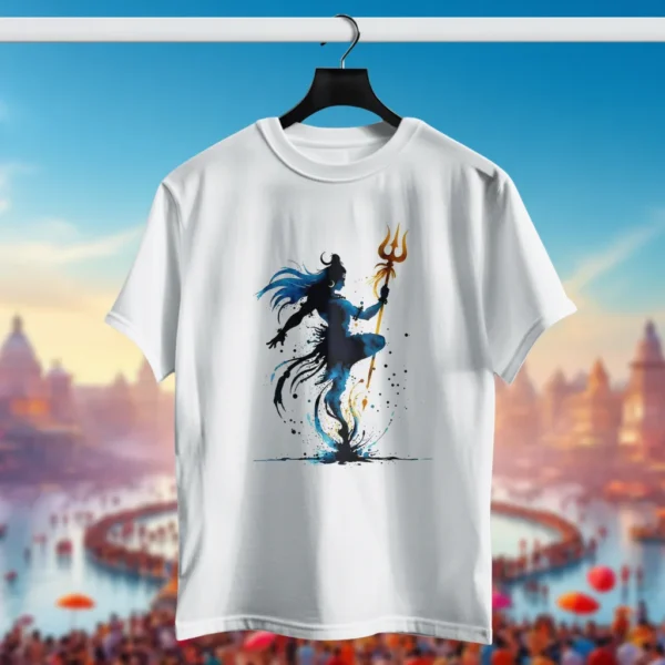 Blue Shiva Dance Yoga T-Shirt - Mahakumbh Tshirts 2025