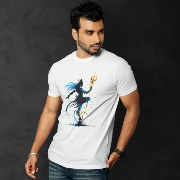 Blue Shiva Dance Yoga T-Shirt - Mahakumbh Tshirts 2025